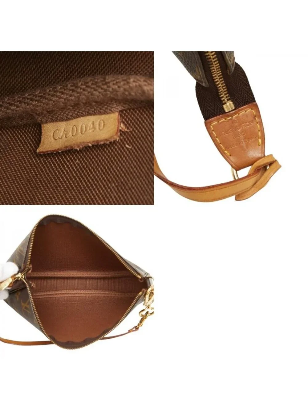 Louis Vuitton Monogram Pochette Soirle Handbag Pouch Brown Leather